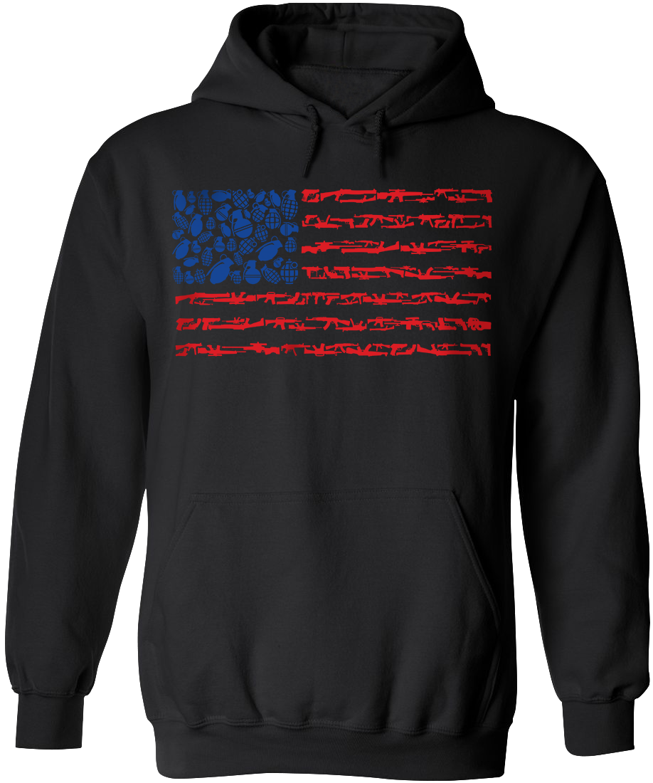 American Flag Made of Guns Silhouettes Hoodie