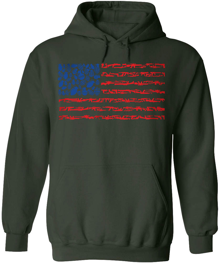 American Flag Made of Guns Silhouettes Hoodie