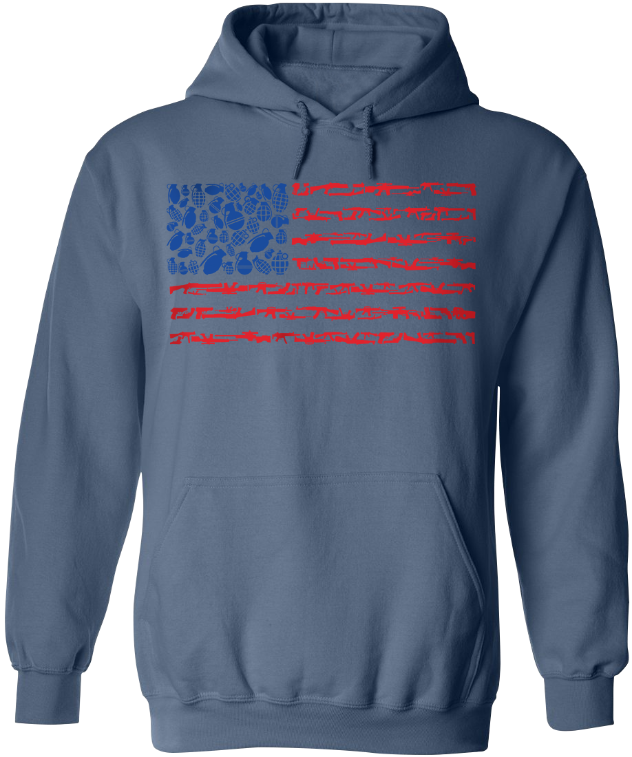 American Flag Made of Guns Silhouettes Hoodie
