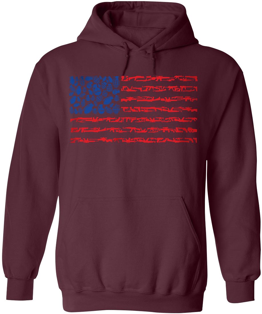 American Flag Made of Guns Silhouettes Hoodie
