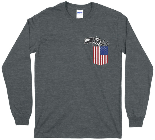 Gun in the Pocket 2nd Amendment Men's Long Sleeve T-Shirt - Dark Heather