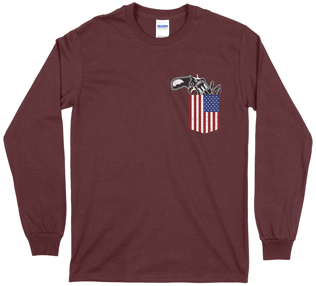 Gun in the Pocket 2nd Amendment Men's Long Sleeve T-Shirt - Maroon