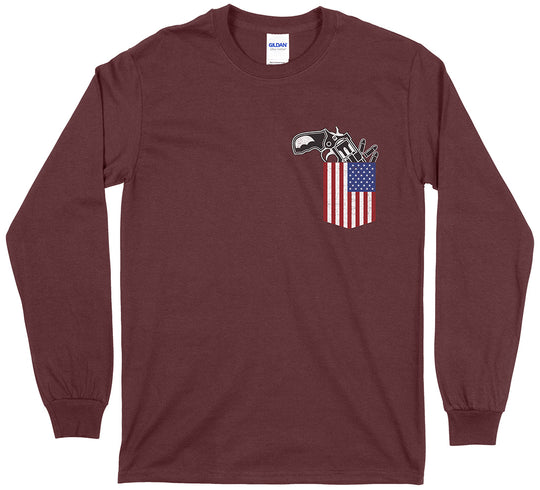 Gun in the Pocket 2nd Amendment Men's Long Sleeve T-Shirt - Maroon