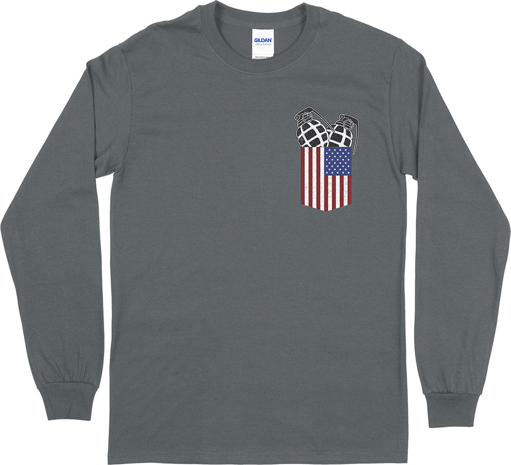 Pocket With Grenades Long Sleeve Men's T-Shirt