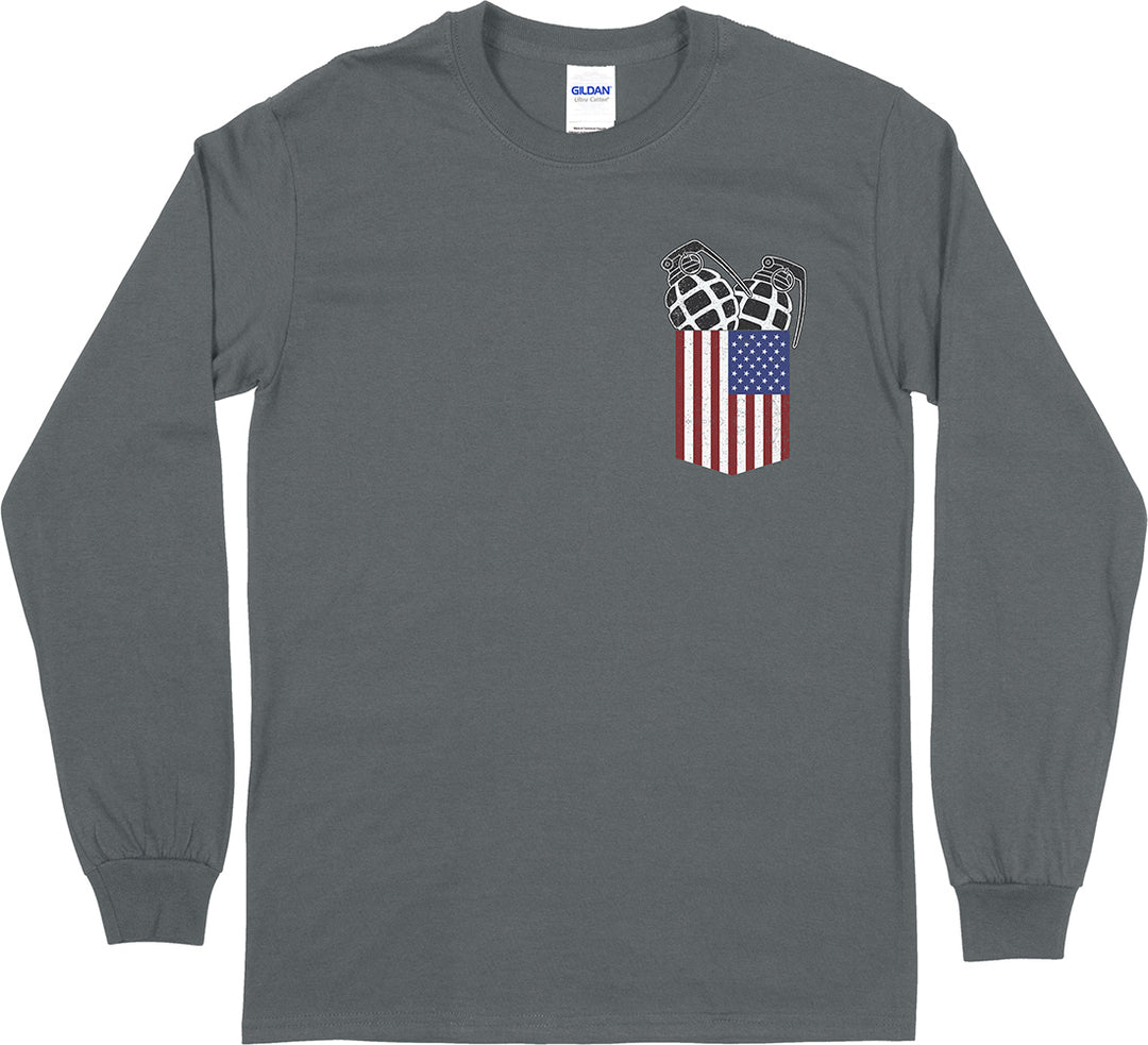 Pocket With Grenades Long Sleeve Men's T-Shirt