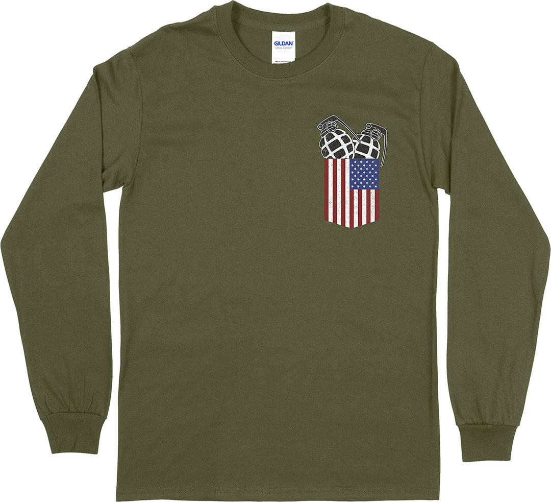 Pocket With Grenades Long Sleeve Men's T-Shirt