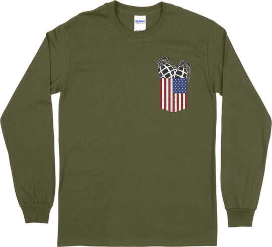 Pocket With Grenades Long Sleeve Men's T-Shirt