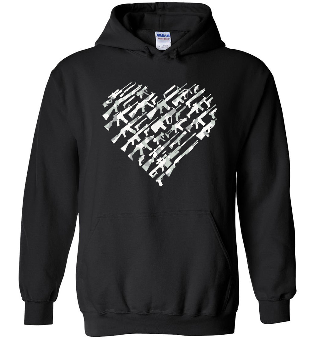 I Love Guns, Heart Made of Guns - Men's Hoodie - Black