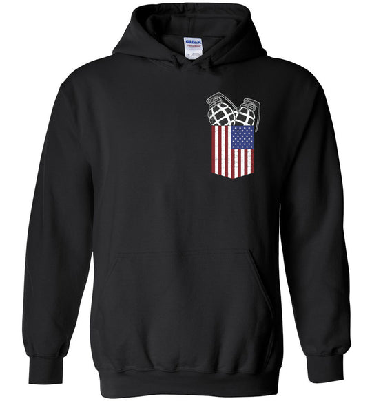 Pocket With Grenades Men's 2nd Amendment Hoodie - Black