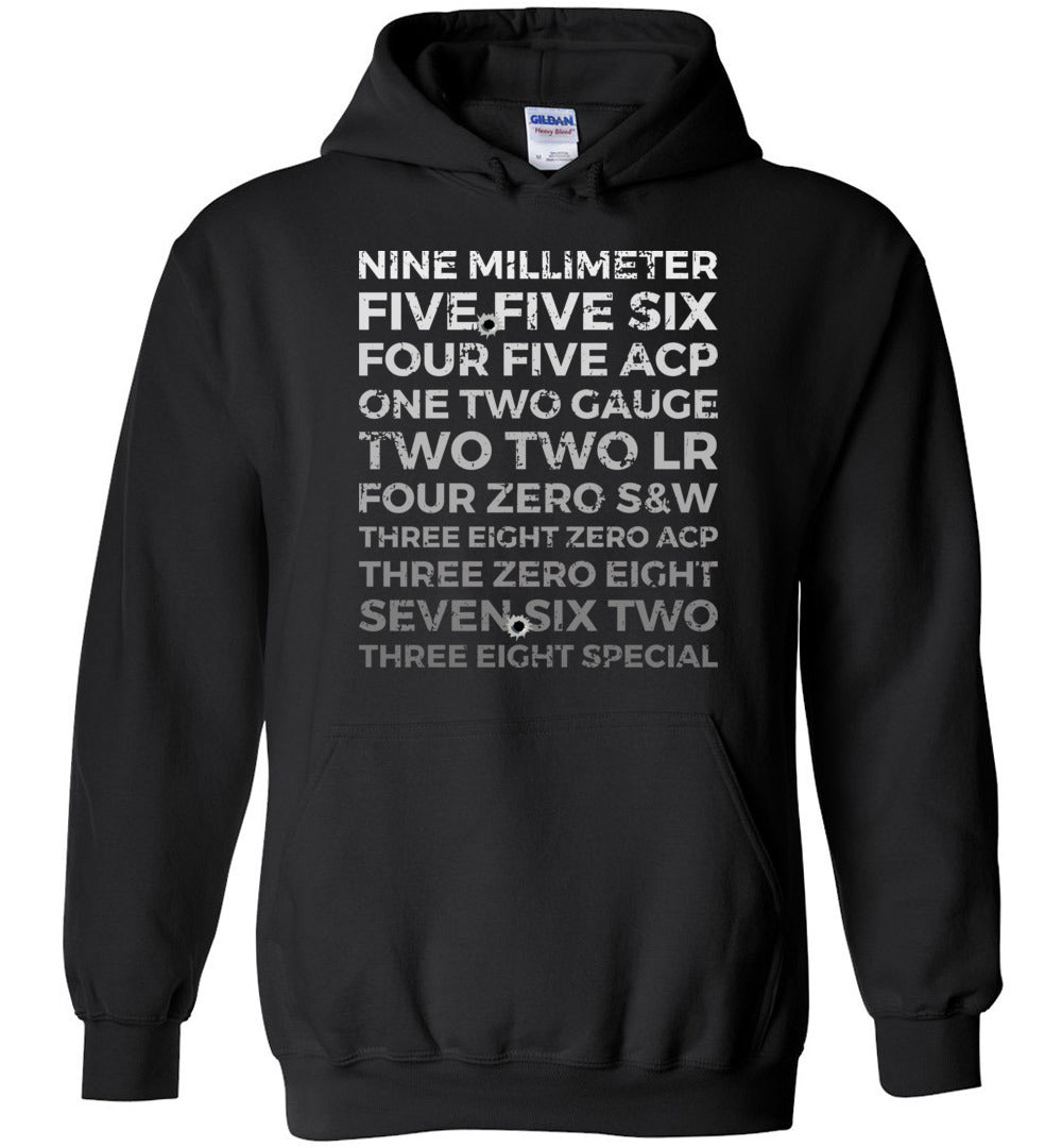 Top 10 Most Popular U.S. Calibers - Men's Pro Gun Hoodie - Black