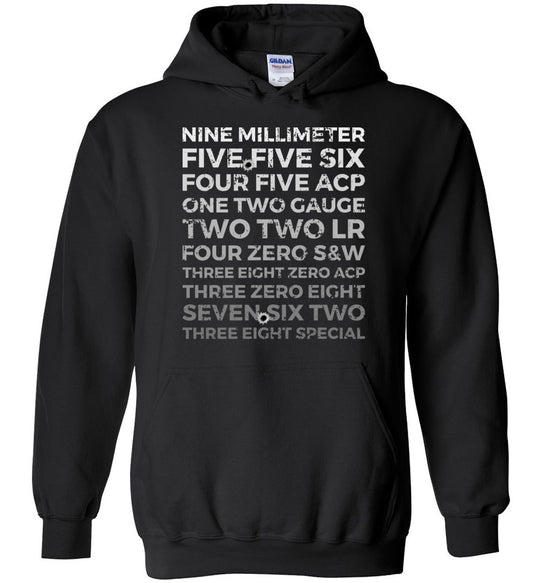 Top 10 Most Popular U.S. Calibers - Men's Pro Gun Hoodie - Black