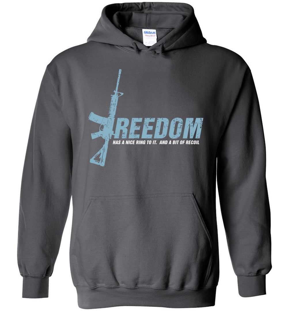 Freedom Has a Nice Ring to It. And a Bit of Recoil - Men's Pro Gun Clothing - Dark Grey Hoodie