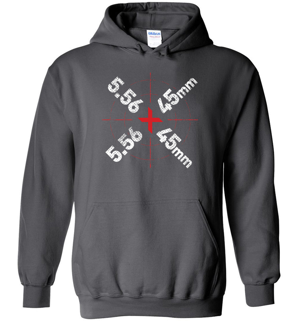 5.56 x 45mm Caliber Ammo AR-15 Shooting Gun Men's Hoodie - Charcoal