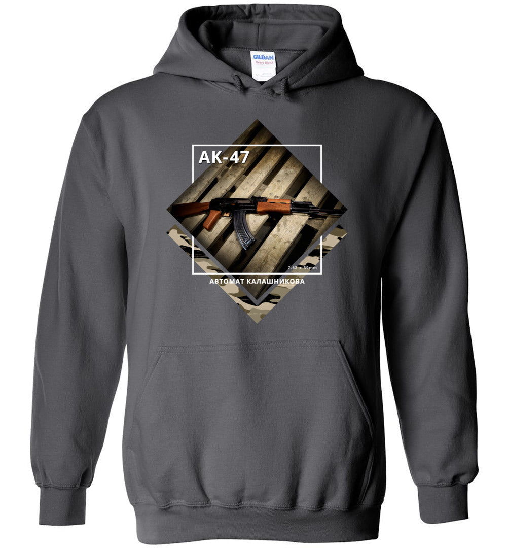 AK-47 Rifle - Tactical Men's Apparel - Charcoal Hoodie