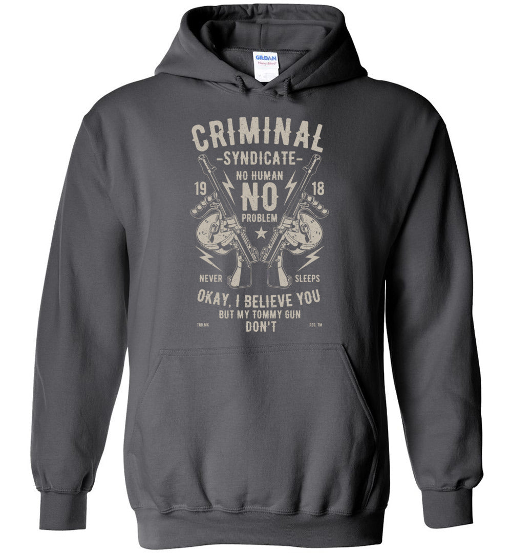 Thompson Submachine Gun Men's Pro Gun Hoodie - Charcoal