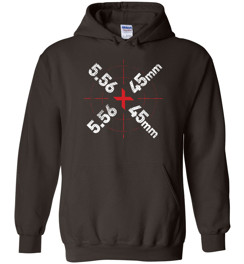 5.56 x 45mm Caliber Ammo AR-15 Shooting Gun Men's Hoodie - Dark Brown
