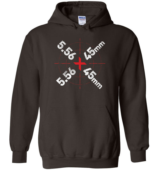 5.56 x 45mm Caliber Ammo AR-15 Shooting Gun Men's Hoodie - Dark Brown