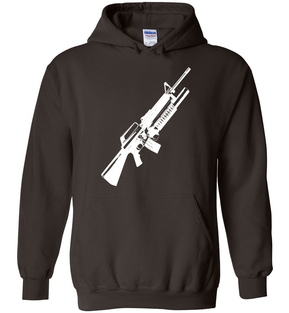 M16A2 Rifles with M203 Grenade Launcher - Pro Gun Tactical Men's Hoodie - Dark Brown