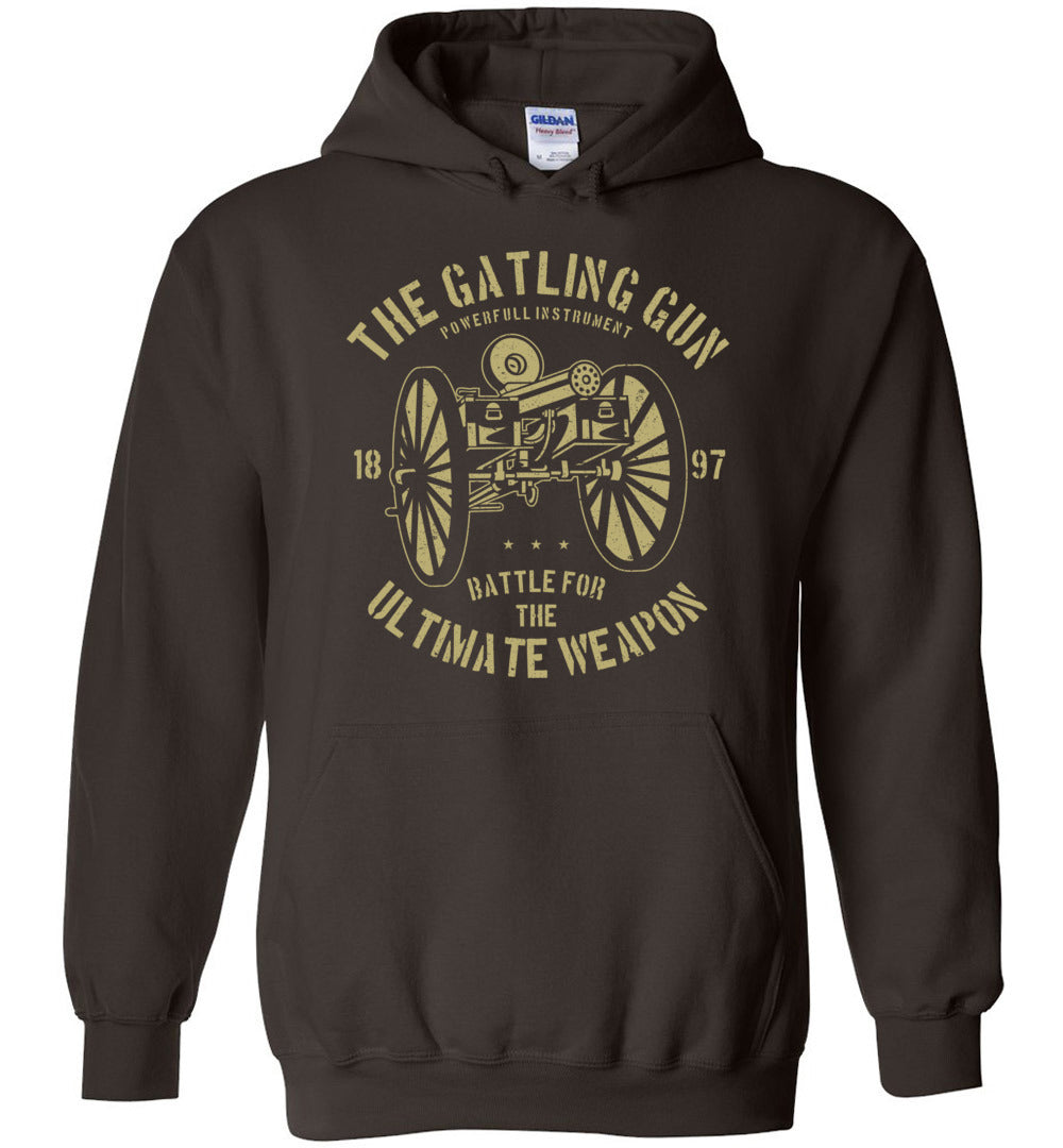 The Gatling Gun - Men’s Pro Gun Hoodie - Dark Brown