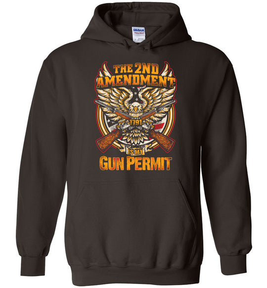 The 2nd Amendment is My Gun Permit - Men's Hoodie - Dark Brown