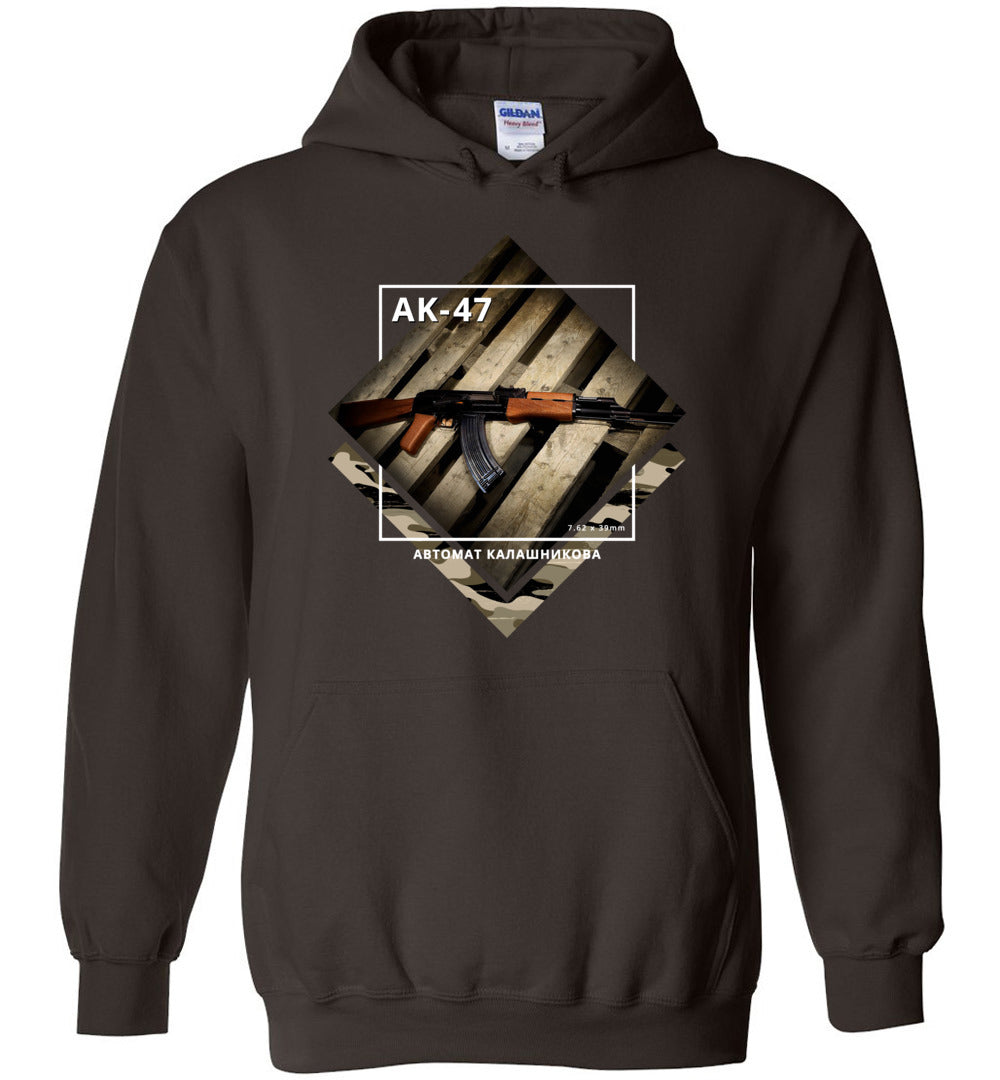 AK-47 Rifle - Tactical Men's Apparel - Dark Brown Hoodie