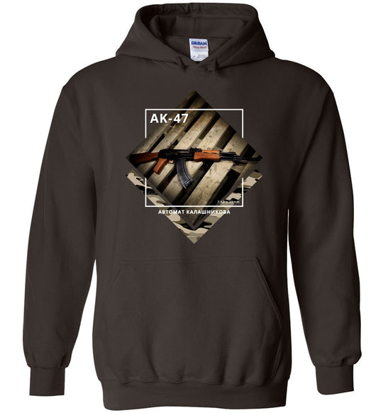 AK-47 Rifle - Tactical Men's Apparel - Dark Brown Hoodie