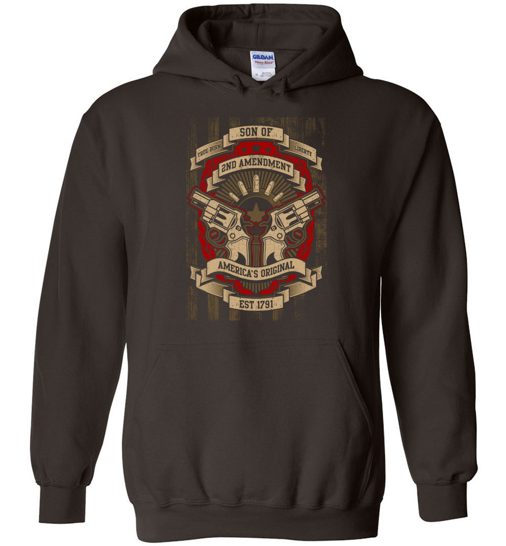 Son of Liberty 2nd Amendment Men's Apparel - Dark Brown Hoodie