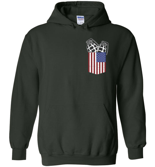 Pocket With Grenades Men's 2nd Amendment Hoodie - Green