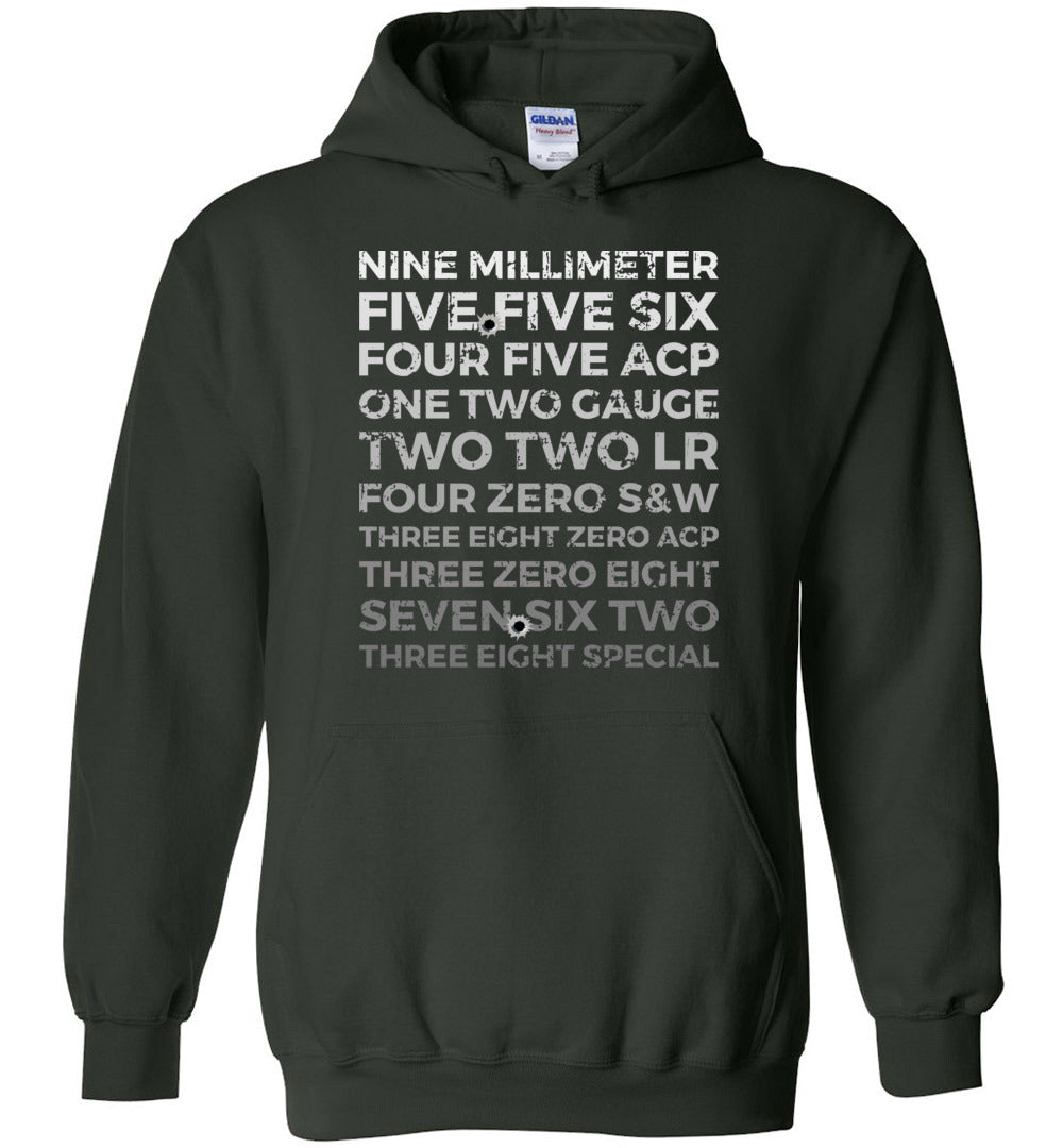 Top 10 Most Popular U.S. Calibers - Men's Pro Gun Hoodie - Green