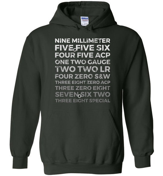 Top 10 Most Popular U.S. Calibers - Men's Pro Gun Hoodie - Green