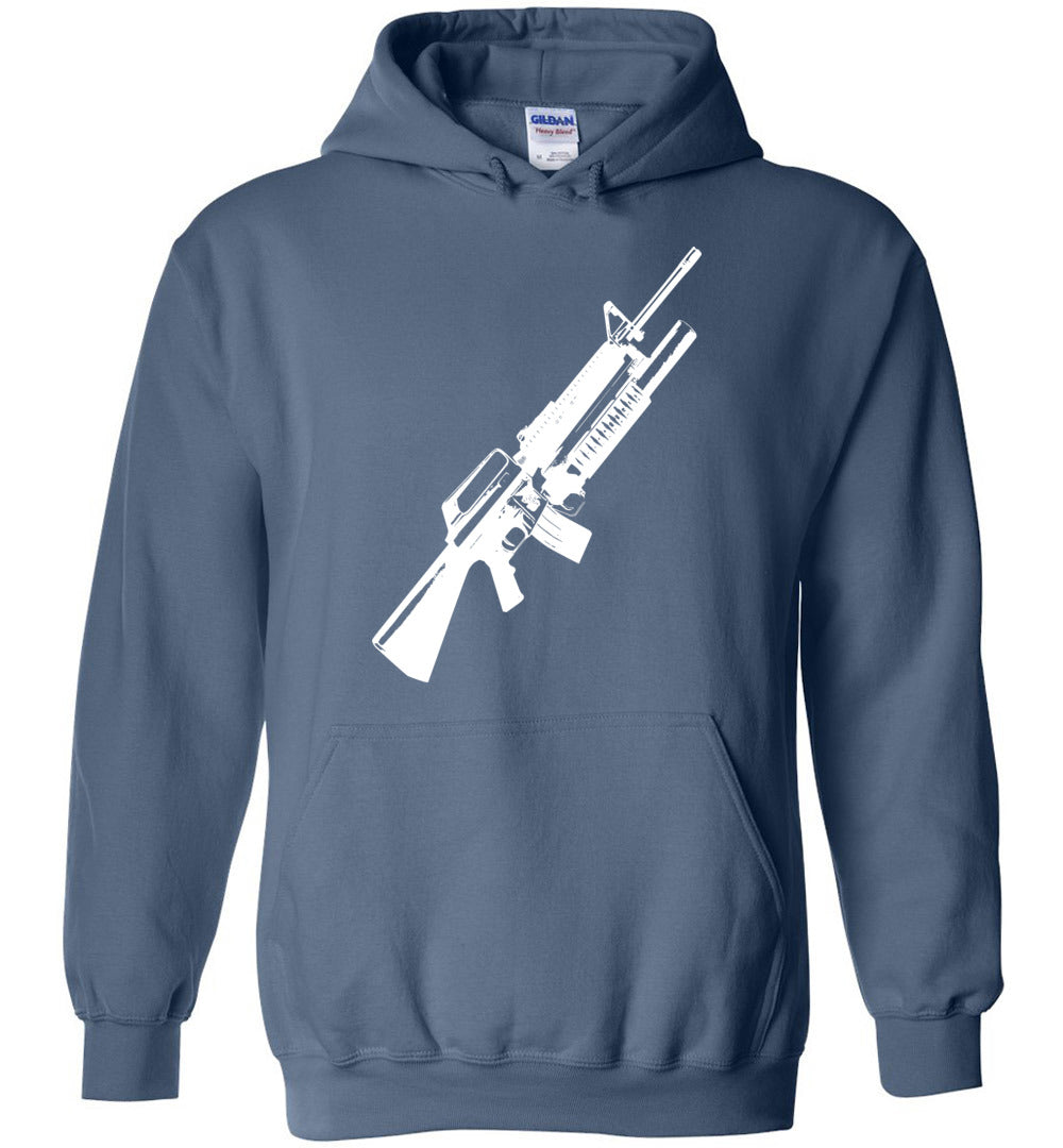 M16A2 Rifles with M203 Grenade Launcher - Pro Gun Tactical Men's Hoodie - Indigo Blue