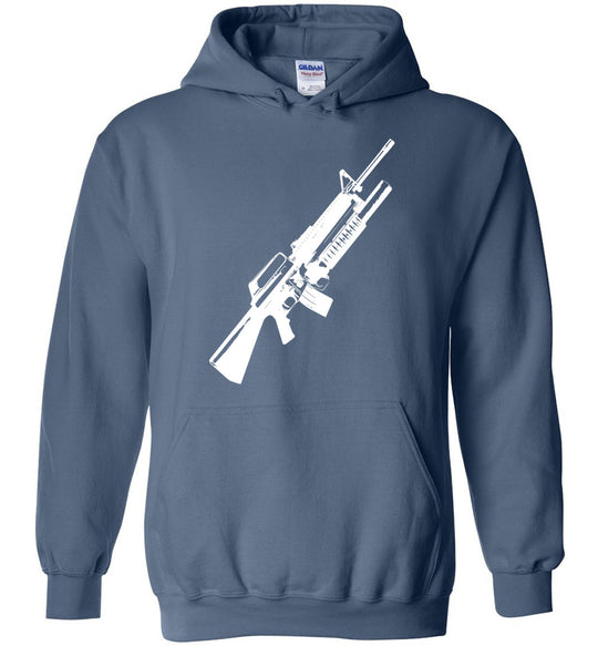 M16A2 Rifles with M203 Grenade Launcher - Pro Gun Tactical Men's Hoodie - Indigo Blue