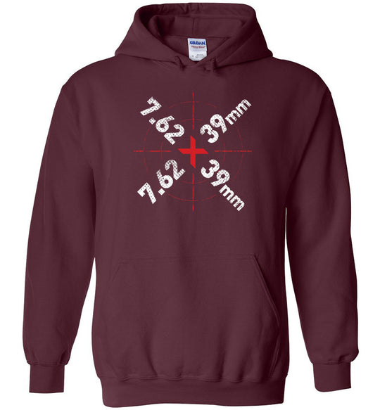 7.62 x 39mm Caliber Ammo AK-47 Tactical Gun Hoodie - Maroon