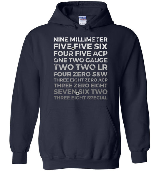 Top 10 Most Popular U.S. Calibers - Men's Pro Gun Hoodie - Navy