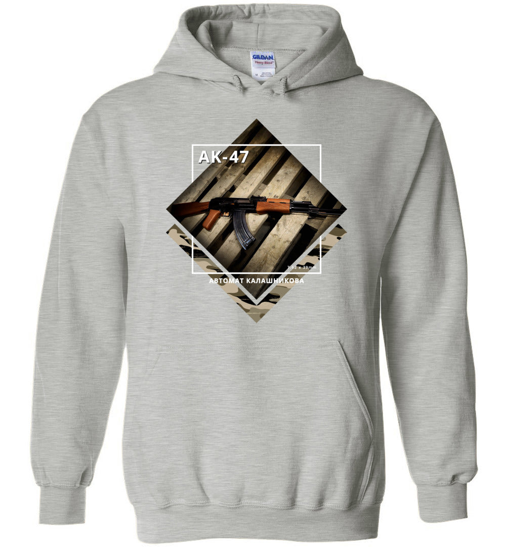 AK-47 Rifle - Tactical Men's Apparel - Sports Grey Hoodie