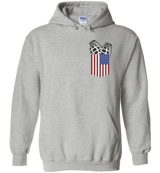 Pocket With Grenades Men's 2nd Amendment Hoodie - Ash