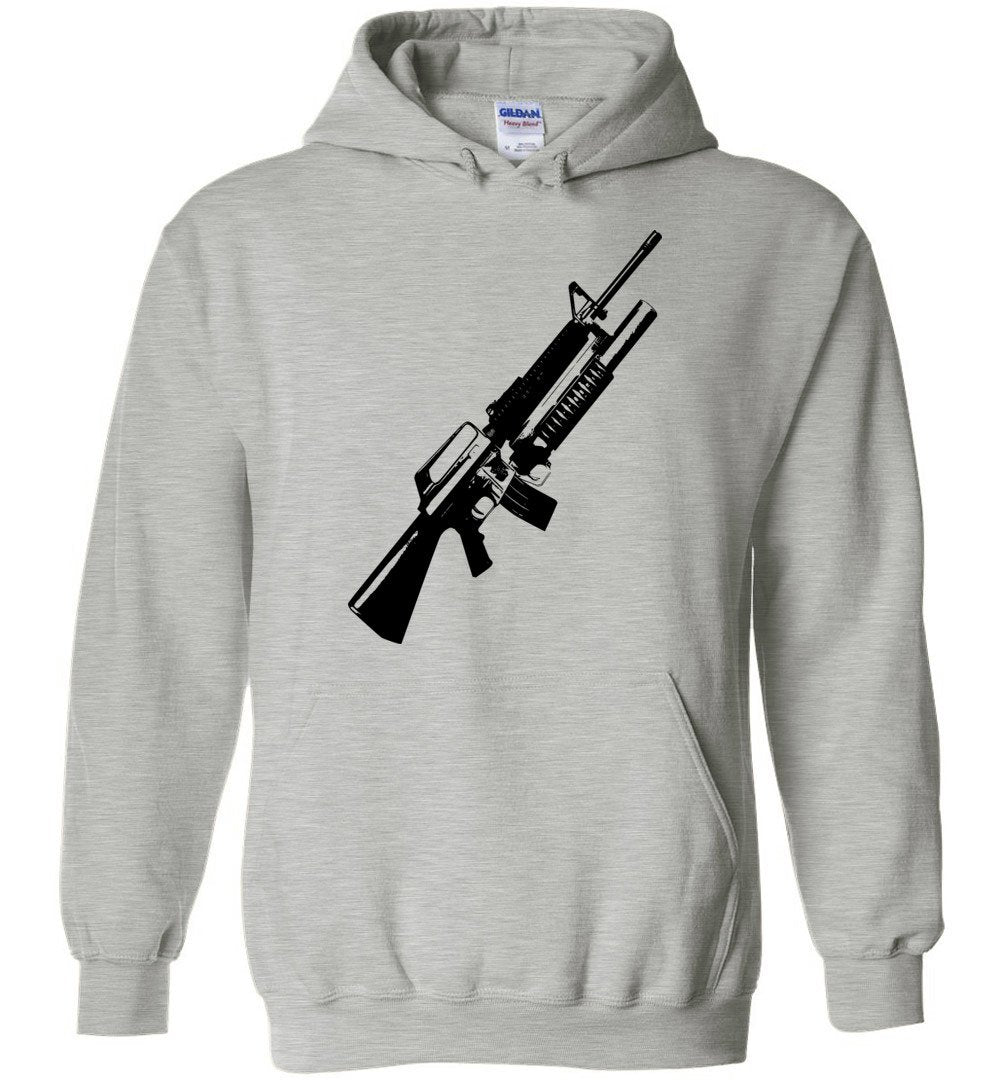 M16A2 Rifles with M203 Grenade Launcher - Pro Gun Tactical Men's Hoodie - Sports Grey