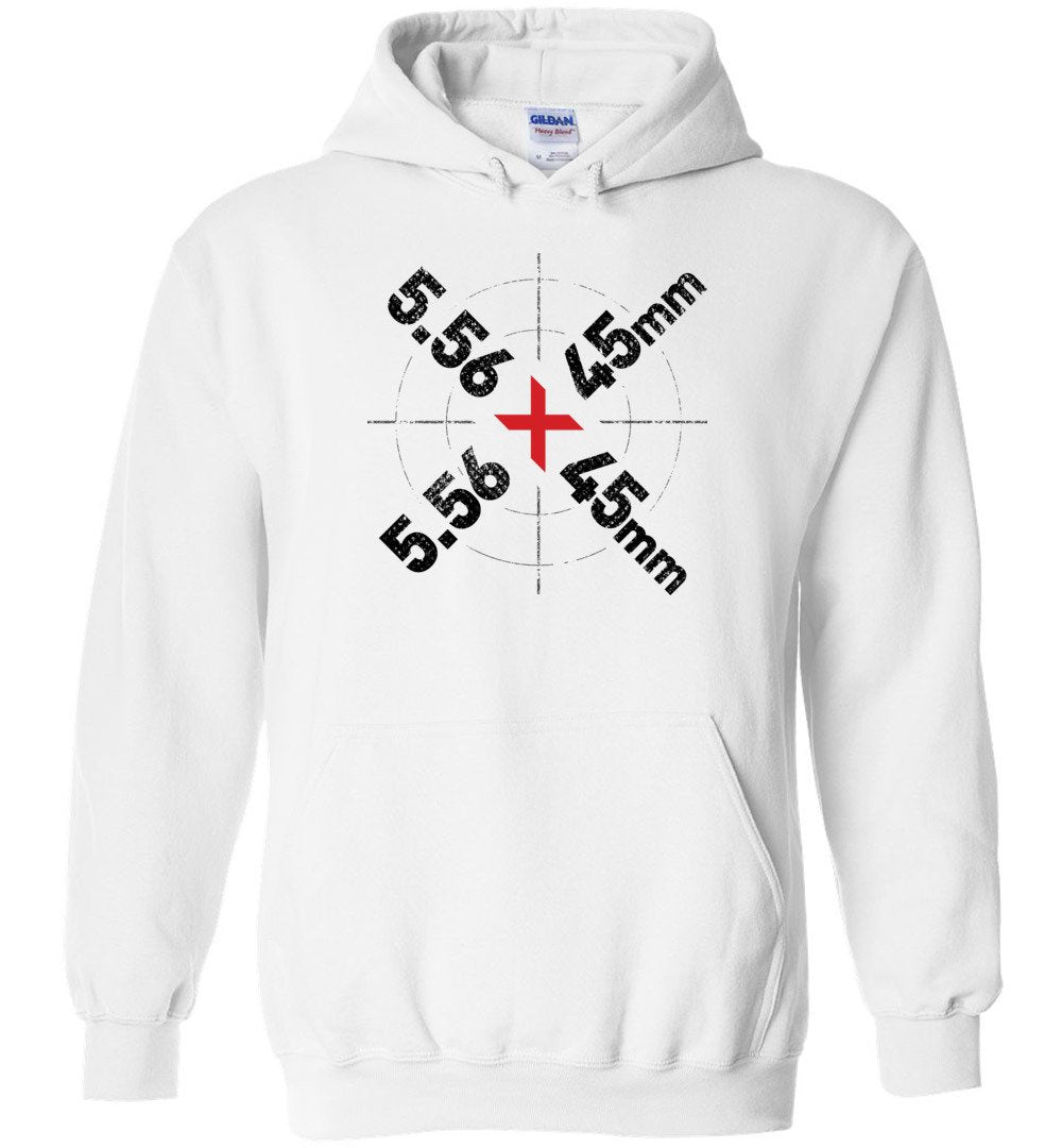 5.56 x 45mm Caliber Ammo AR-15 Shooting Gun Men's Hoodie - White