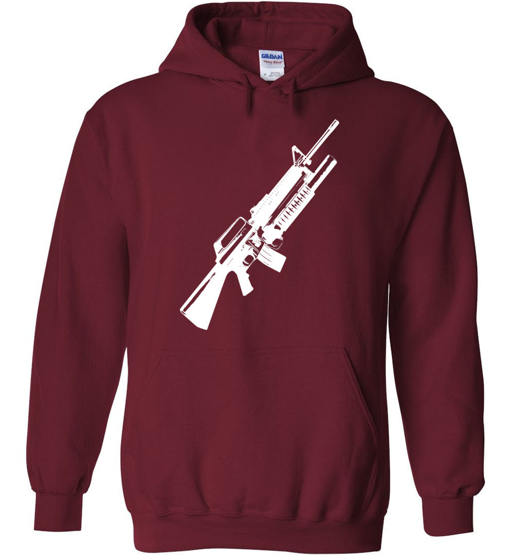 M16A2 Rifles with M203 Grenade Launcher - Pro Gun Tactical Men's Hoodie - Garnet