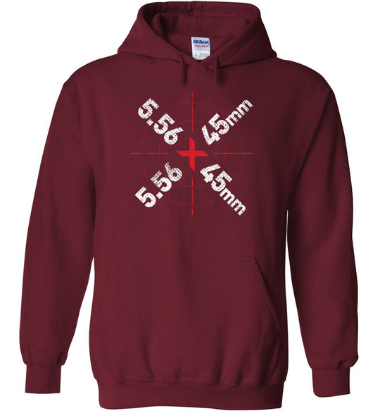 5.56 x 45mm Caliber Ammo AR-15 Shooting Gun Men's Hoodie - Garnet
