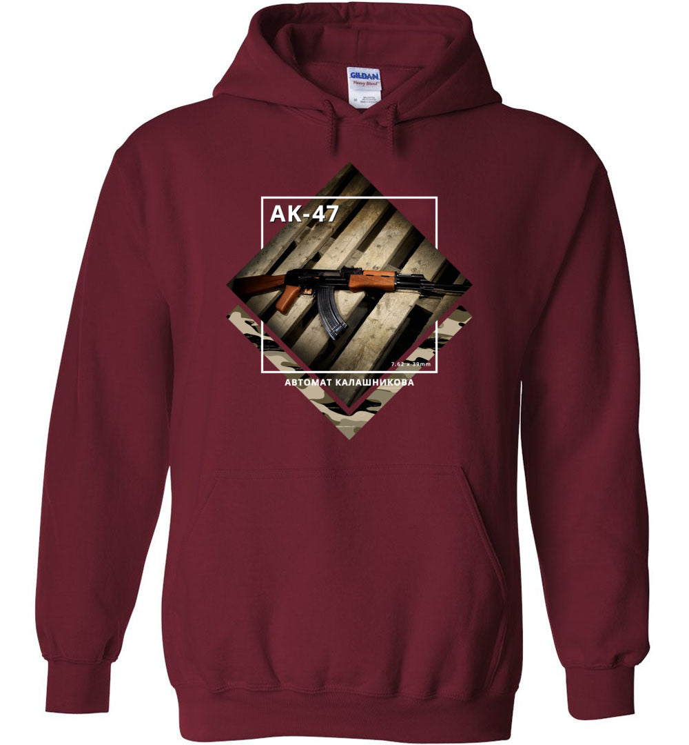 AK-47 Rifle - Tactical Men's Apparel - Garnet Hoodie