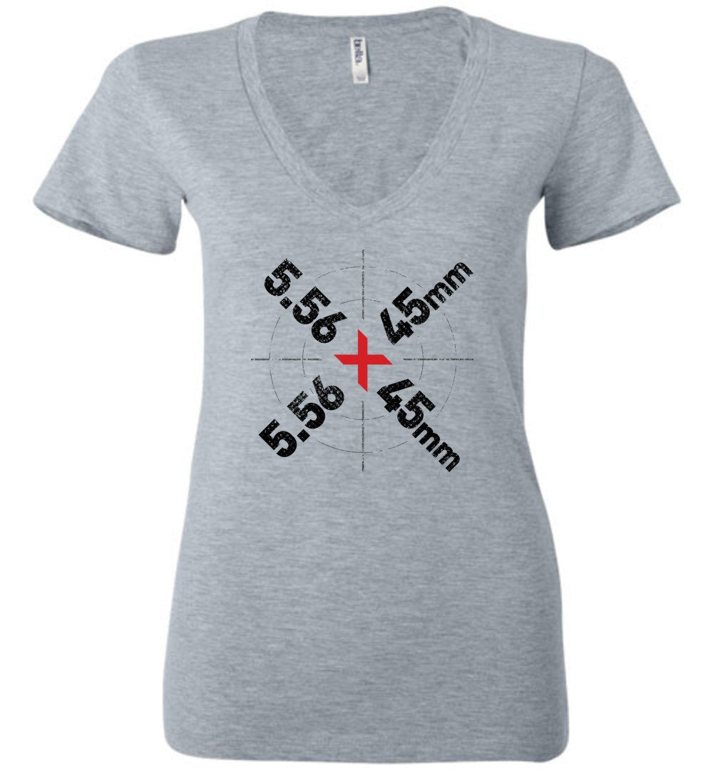 5.56 x 45mm Caliber Ammo AR-15 Shooting Gun Women's V-Neck T-Shirt - Athletic Heather