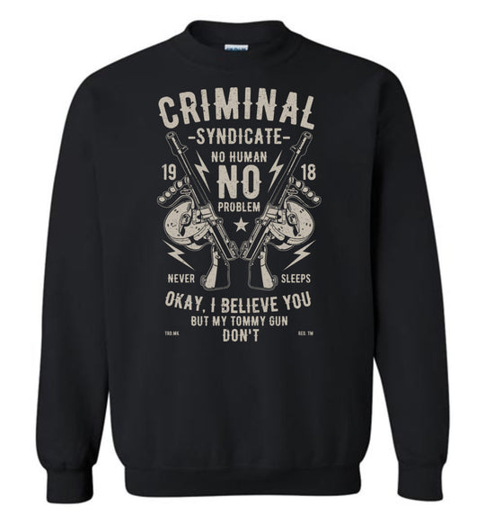 Thompson Submachine Gun Men's Pro Gun Sweatshirt - Black