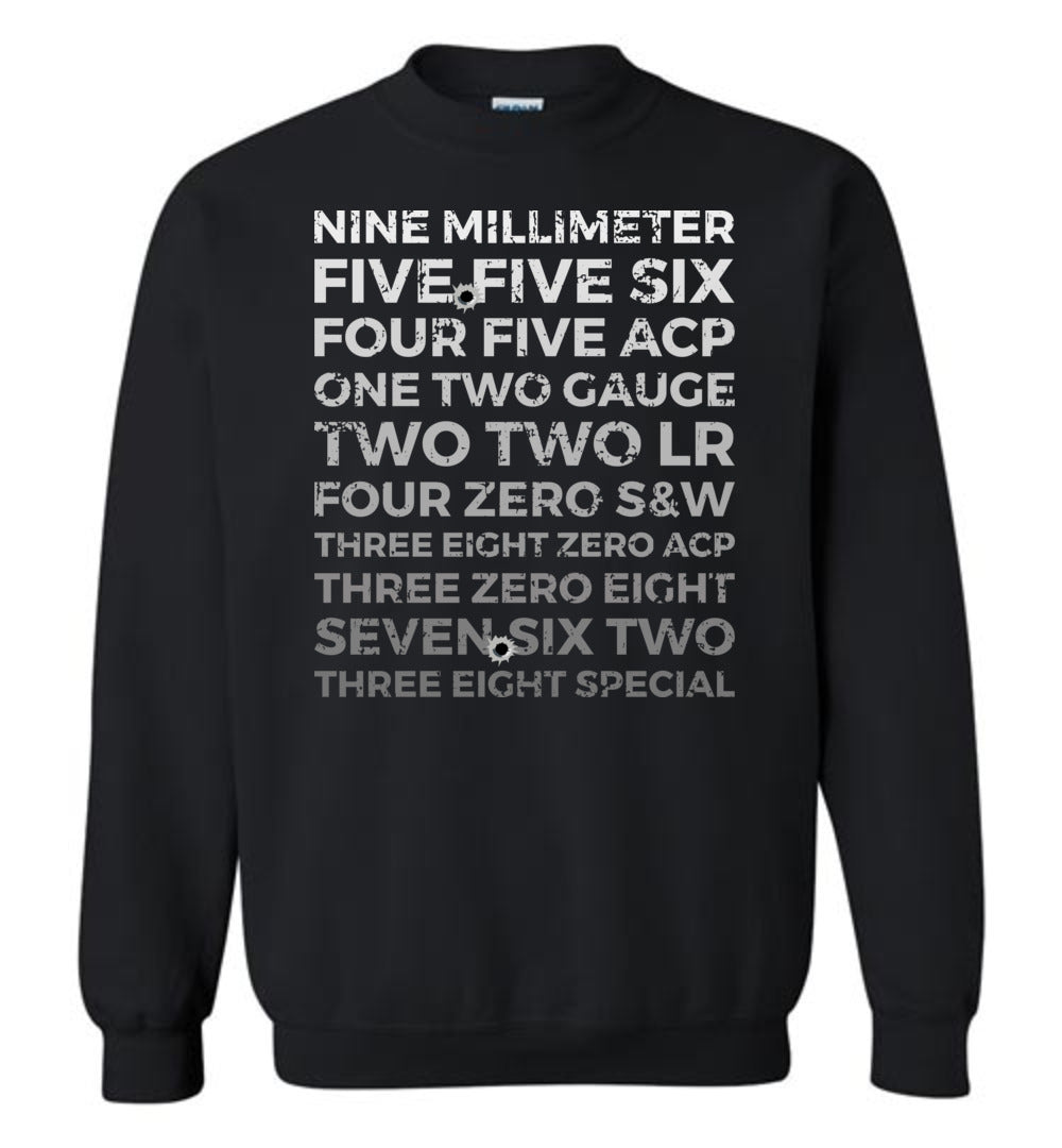 Top 10 Most Popular U.S. Calibers - Men's Pro Gun Sweatshirt - Black