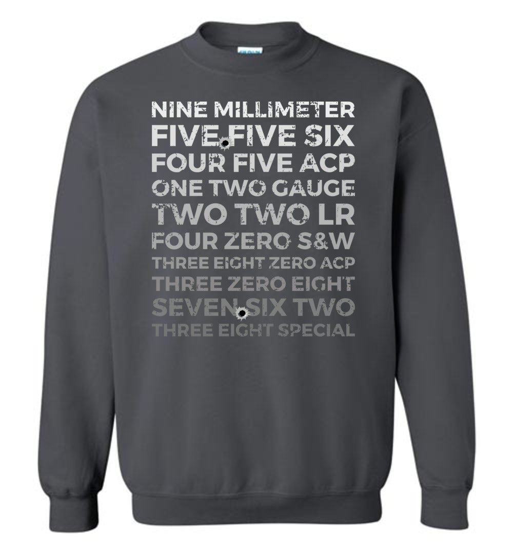 Top 10 Most Popular U.S. Calibers - Men's Pro Gun Sweatshirt - Dark Grey