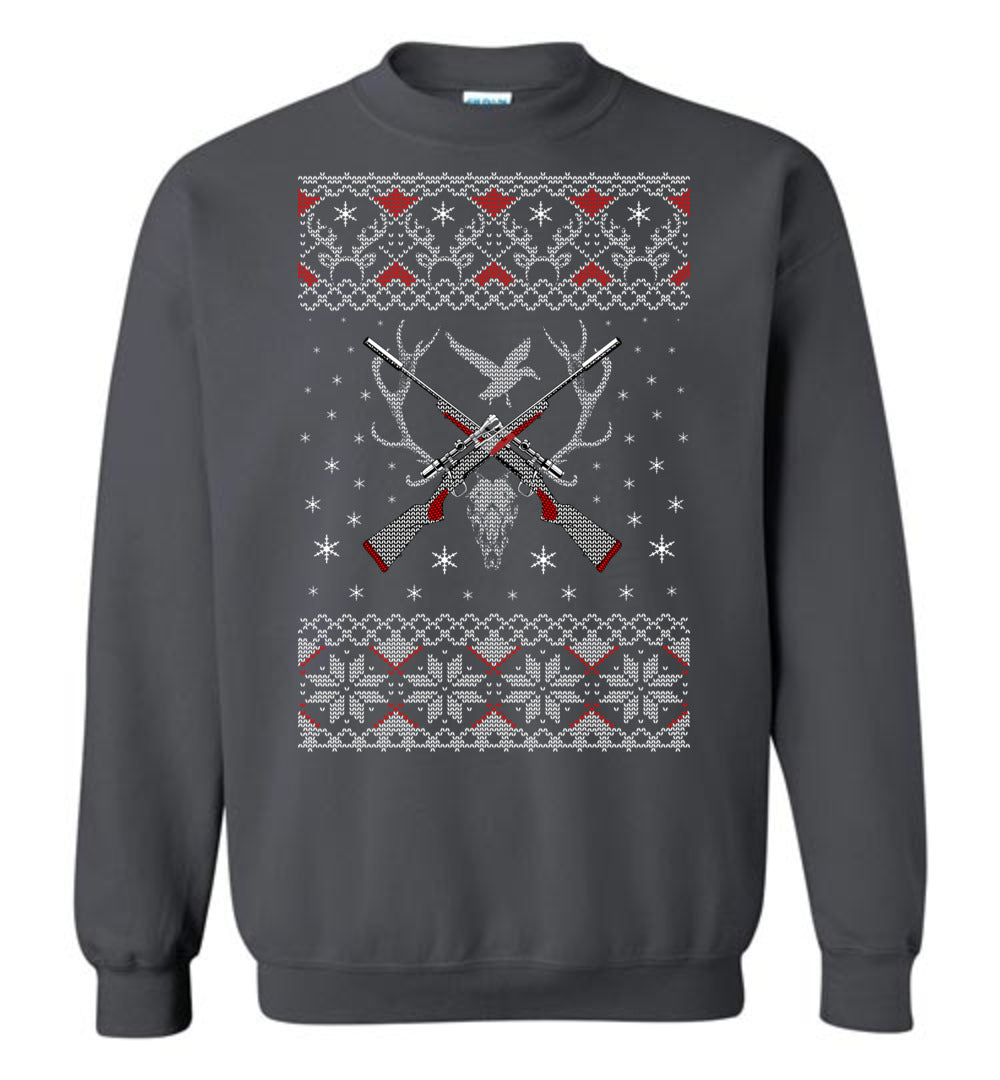 Hunting Ugly Christmas Sweater - Shooting Men's Sweatshirt - Charcoal