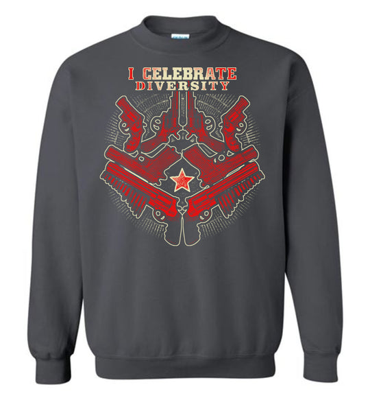 I Celebrate Diversity - Pro Gun Tactical Men's Sweatshirt - Charcoal