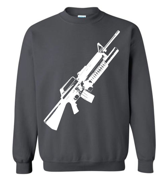 M16A2 Rifles with M203 Grenade Launcher - Pro Gun Tactical Men's Sweatshirt - Charcoal