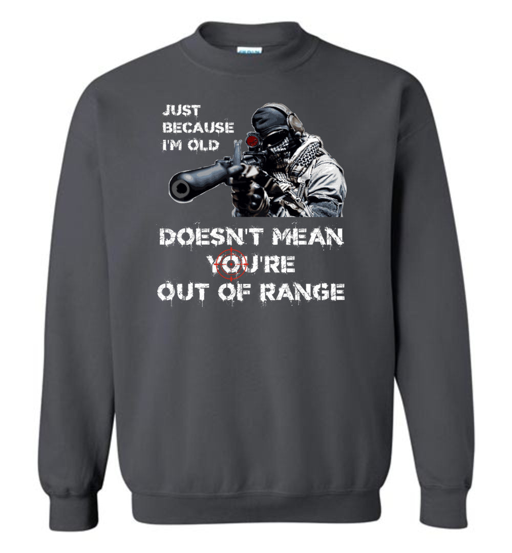 Just Because I'm Old Doesn't Mean You're Out of Range - Pro Gun Men's Sweatshirt - Dark Grey