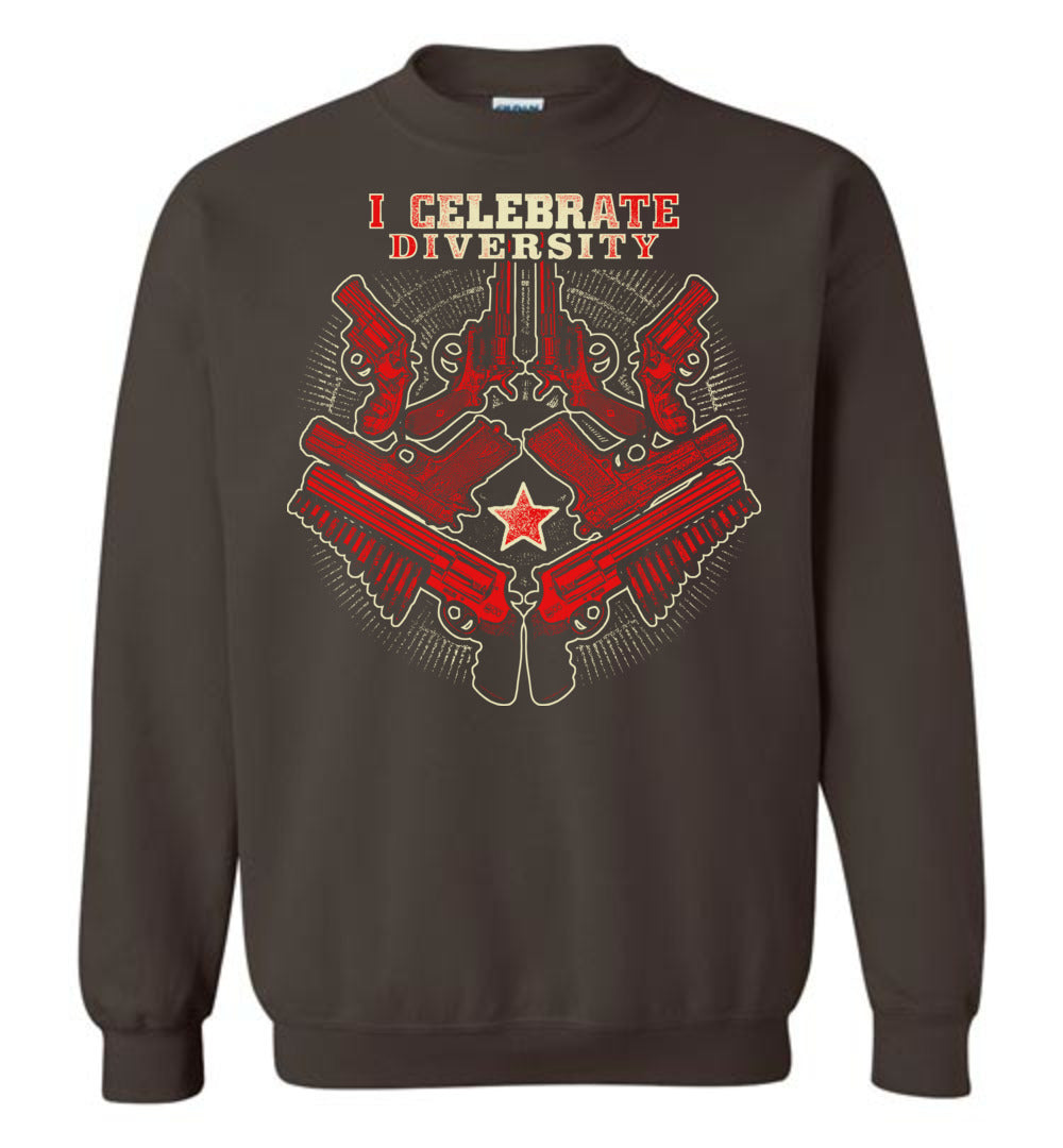 I Celebrate Diversity - Pro Gun Tactical Men's Sweatshirt - Dark Brown